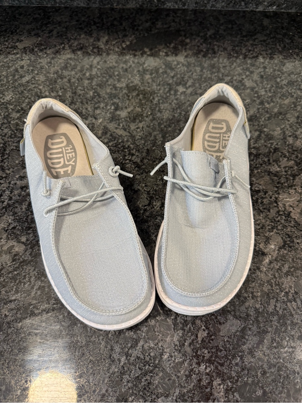 Hey Dude women’s silver glitter